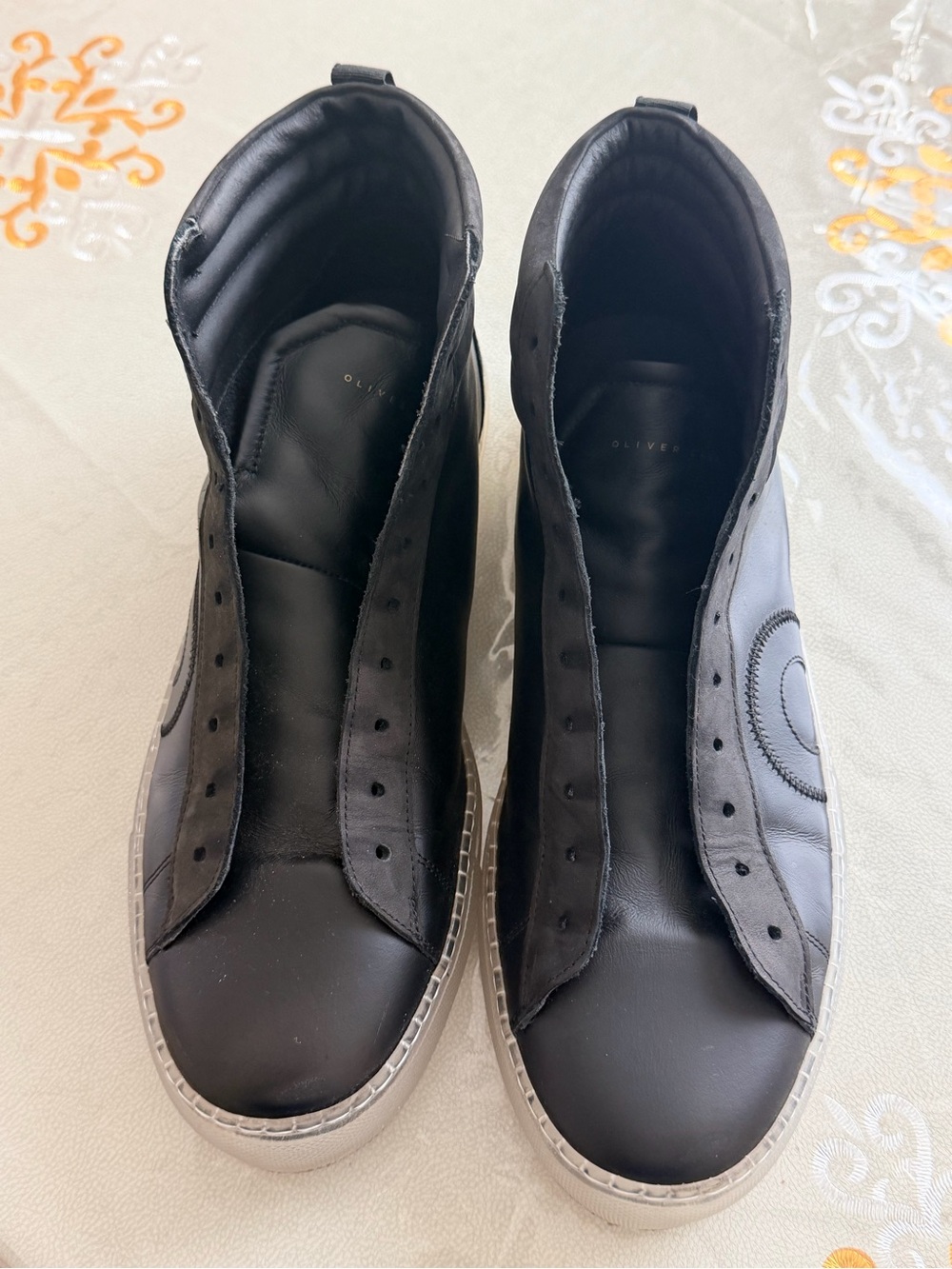 Oliver Cabell Black High-Top Sneakers with White Sole
